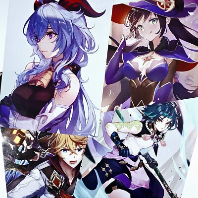 GENSHIN IMPACT Merchandise A3 POSTER MONA - XIAO - GANYU - ZHONGLI & TARTAGLIA