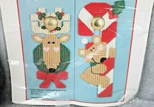 Vintage BUCILLA Plastic Canvas Kit Christmas Reindeer  Bear Door Knob Hangers