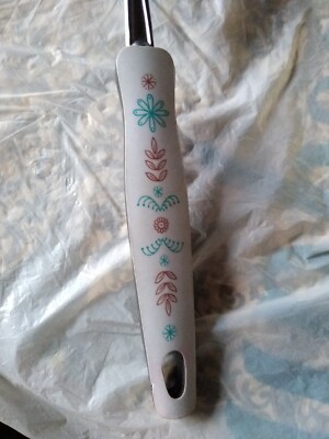 1960s Ekco Flint potato masher - Floral melamine handle - Vintage