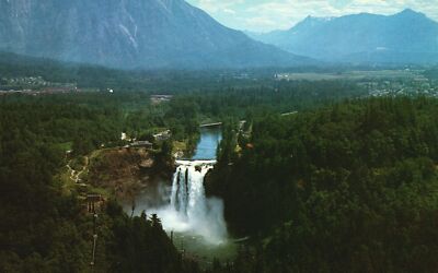Snoqualmie Falls Waterfalls Valley Cascade Mountain Washington Vintage Postcard