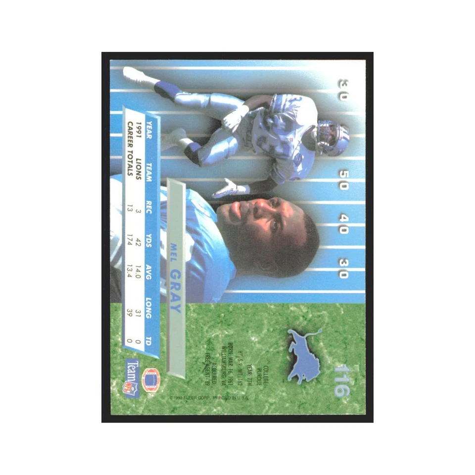 Mel Gray 1992 Fleer Ultra #116 Football Cards Football Card NM - Image 2 of 3