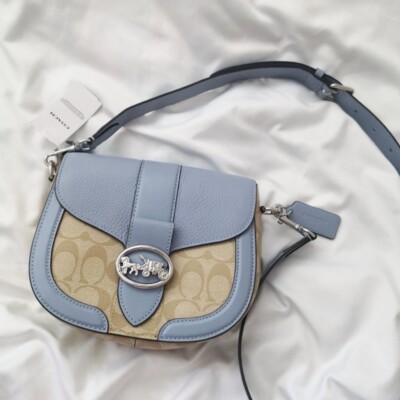 New COACH GEORGIE SADDLE BAG IN SIGNATURE CANVAS