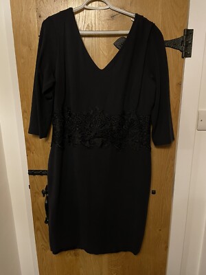 Violeta by Mango Black waist detail dress size XL 