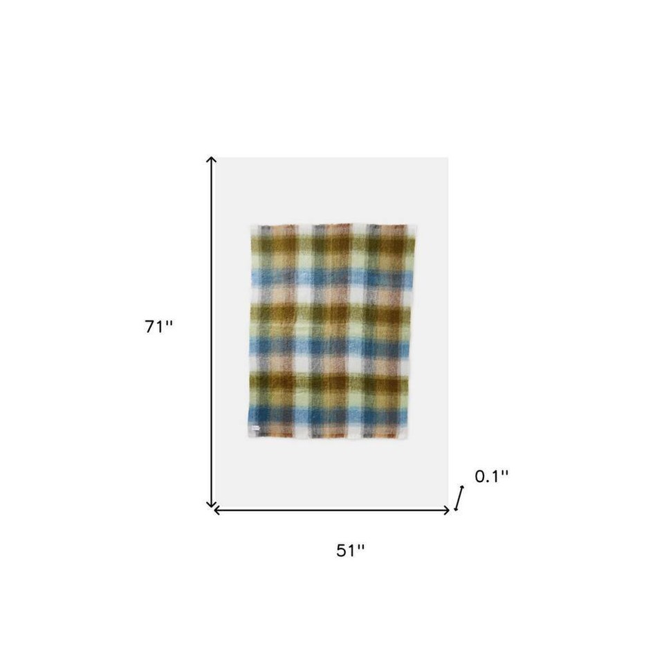 Charlie Blue Green Plaid Wool Throw Blanket eBay