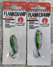 2 Packs VMC Pro Series Flash Champ Spoon Ice Fishing 1/4 OZ Emerald Shiner