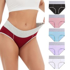 5 Pack Ladies High Waist Knickers Women's Cotton Full Briefs Underwear Panties