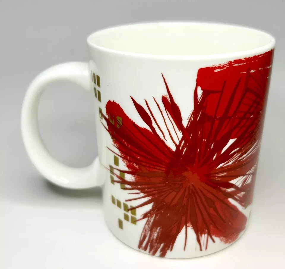 Taza de café Starbucks 2014 clásica oro rojo 15,2 oz FLORAL SPLASH STARBURST NUEVA Foto 3 de 4
