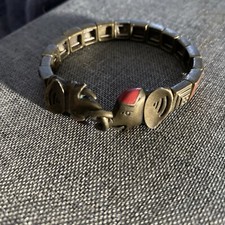 Elephant Double Head Clasps Stretch Bracelet Red Brass. One Tusk Fits The Other