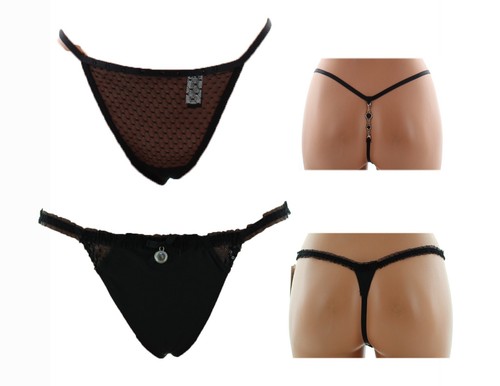 True Desire Women's 2 Pack Studded Mesh Cheeky or Thong Underwear Panties - Picture 3 of 3