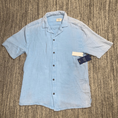Thread Wave Womens Size Small Button Front Shirt Blue Gauzy Short Sleeve NWT