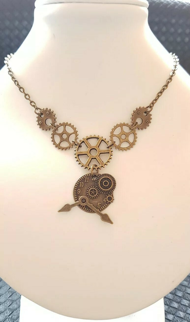 Qrettie Steampunk Gothic Lace Choker Necklace - Adjustable Clock Gear Cog Design For Halloween & Costume Parties - View #11