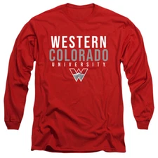 Western Colorado Adult Long Sleeve T-Shirt Stacked, Red, S-3XL