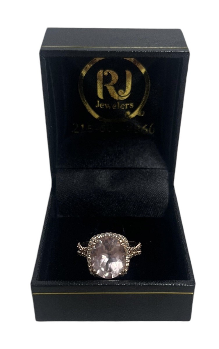 Effy Morganite Ring w/ Diamond Accents - 14KT Rose Gold, Natural