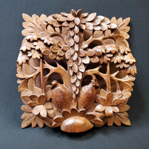 Birds in Tree Forest Foliage Wall Art Wooden Intricate Primitive Tree of Life