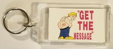 Get The Message (Kiss My Butt!) Keychain New Old Stock Keyring Man Pants Down