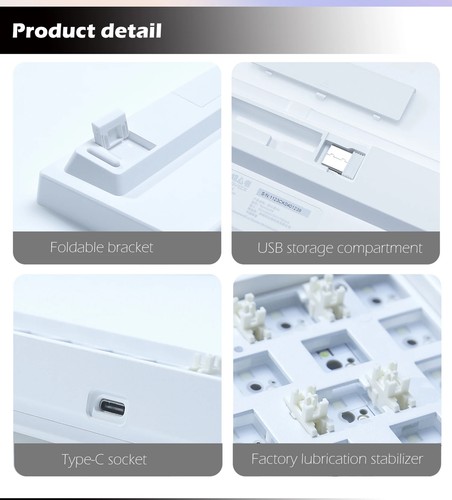 Novice 68key 3-mode Hot Swap White Light Mechanical Keyboard Kit 3/5 Pins Switch - Picture 15 of 21