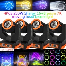4PCS 230W 7R Zoom Moving Head Beam Sharpy Light 16 8 Prism Strobe DMX 16Ch Party
