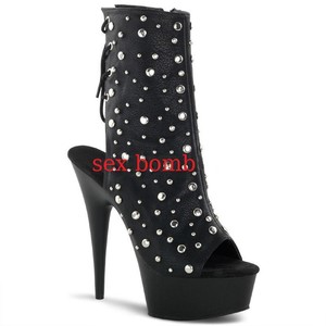 Sexy Sandalias / Botines Espárragos Tacón Plataforma 15 Desde 36A 44 Negro  Zip | eBay