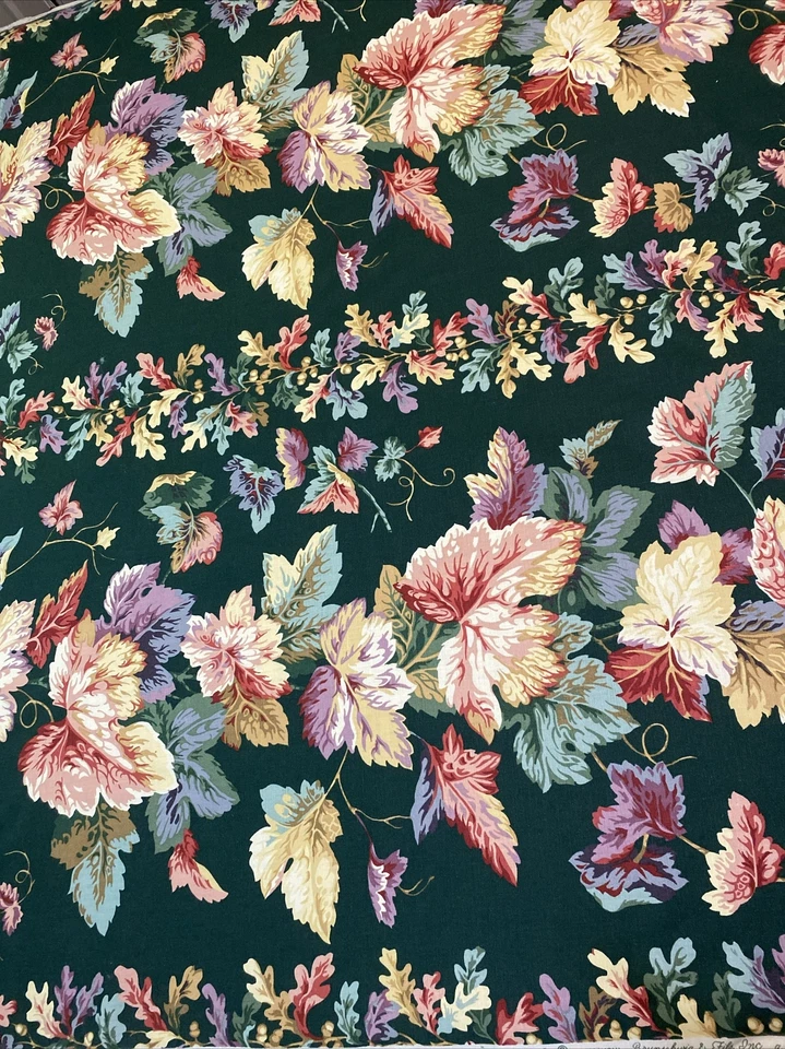 Brunschwig & Fils Fabric English Oak 56" per 1 yard Green Acorns Cotton VTG 1993 - Image 3 of 4