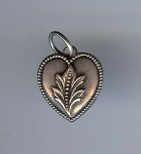 VINTAGE STERLING SILVER CORN STALK PUFFY HEART CHARM