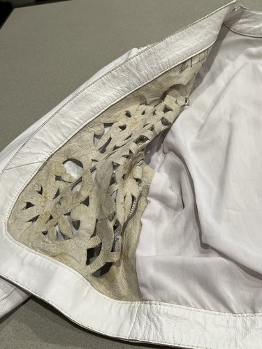 Vintage Retro Womens White Leather Jacket And Skirt Size Medium 80s? Rare - Picture 15 of 18