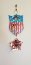 Vintage AMERICANA Welcome SIGN 4th of July Deck Porch Wall Door Hanger Plaque