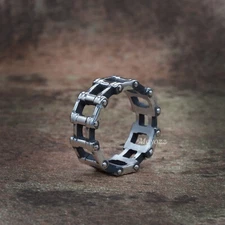 Cool Miami Cuban Motorcycle Biker Chain Link Band Ring Stainless Steel Size 7-15