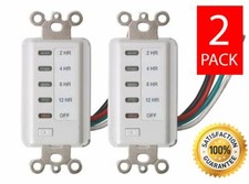 2 In-Wall Auto Power Shut Off Timer 2-4-8-12 Hour Preset Countdown Wall Switch