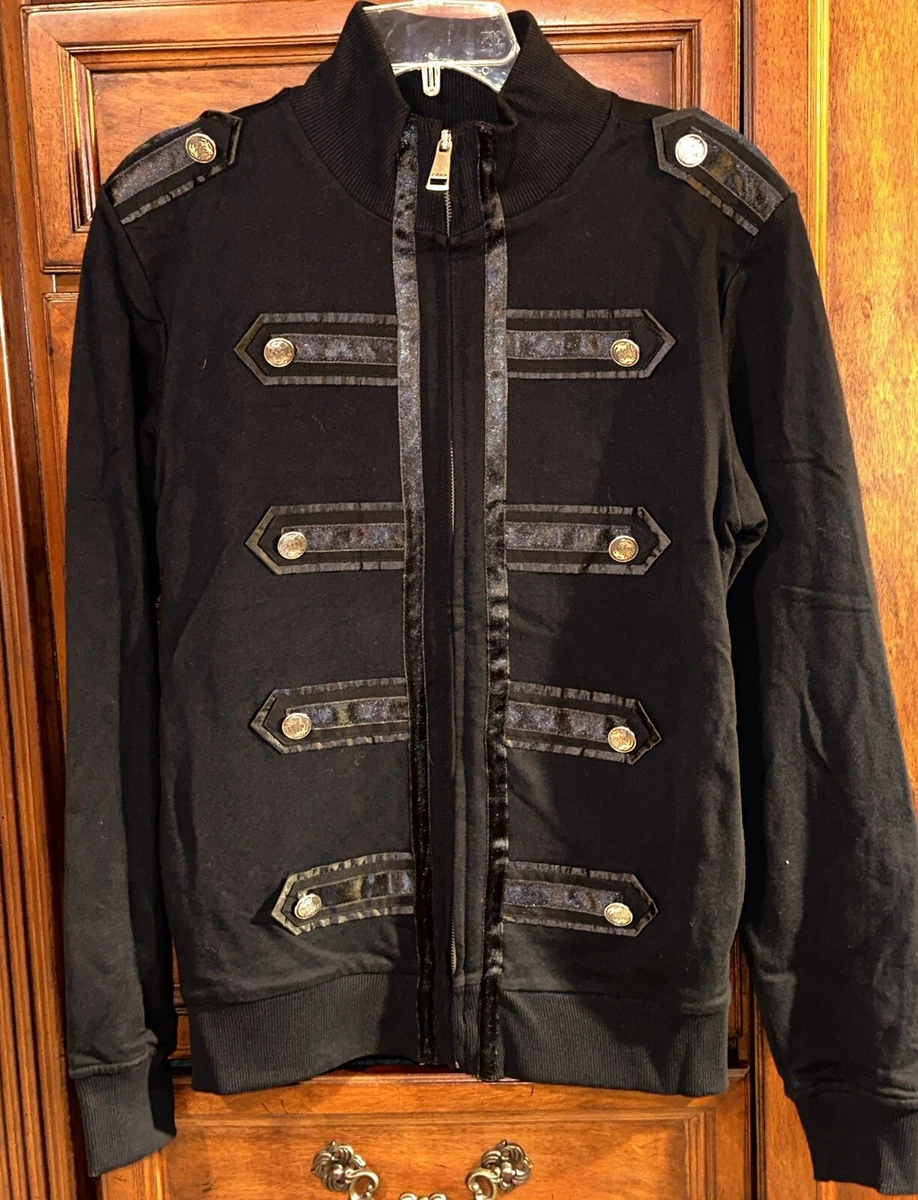 Unique Men s Zip Up Jacket by Zara Men Size M military style w buttons Black
