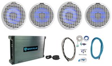  4 Kicker 51KM614FL 6.5" Thin Mount 60w Marine Boat Speakers Amplifier Wire Kit