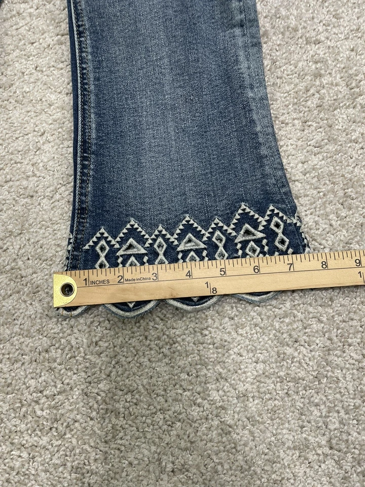 Miss Me Jeans Girls Size 25 26x24 Crop Boot Jeans Blue Stretch Embroider - Image 4 of 4