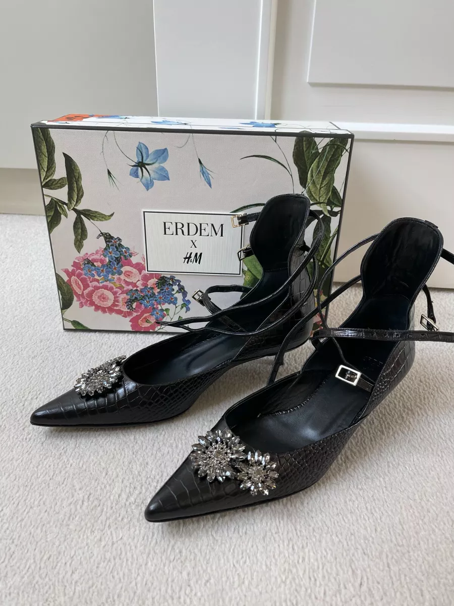 manipular difícil Cuota ERDEM x H&amp;M Women Shoe black Leather Pumps embellished US size 8, Eur  39 NEW | eBay