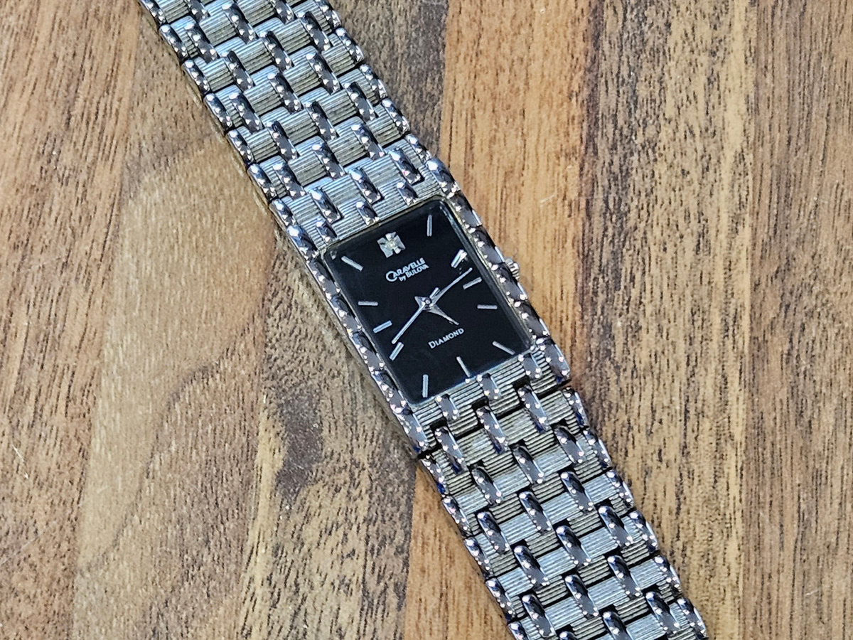 mens caravelle by bulova diamond dial silver dress watch UK