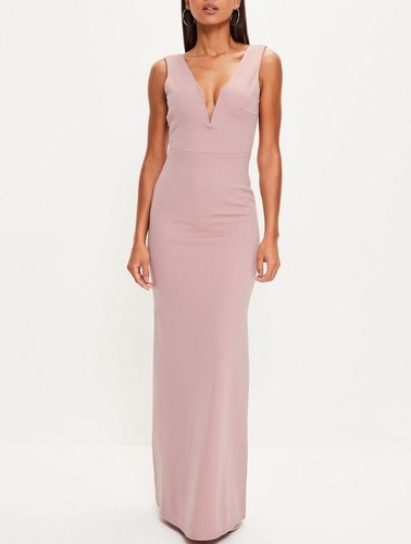 MISSGUIDED v plunge maxi dress mauve 