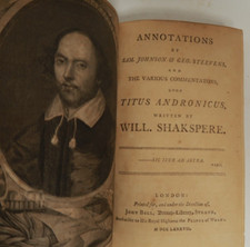 Annotations Titus Andronicus Book William Shakspere 1787 Sam Johnson Geo Steeven