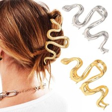 Metal Hair Claw Clips Gold Snake Hair Claws 2 Pcs Large Claw Clip Hair Access...