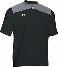 Youth Under Armour UA Storm Triumph Cage Baseball Batting Jacket Black Gray Blue