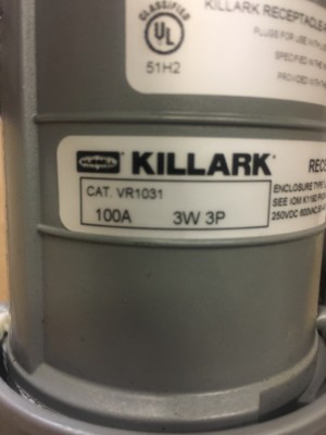 KILLARK VR1031 100A RECEPTACLE  ENCLOSURE 3POLE 3WIRE VERSAMATE