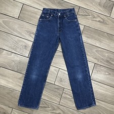 Vintage Levis Jeans 24x27 Kids Denim 302 0117 XX USA Made 80s Blue Fade Dark