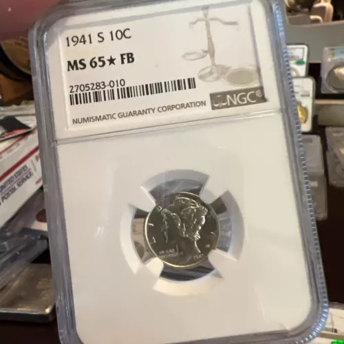 1941-S Mercury Dime 10c NGC MS65 Star ⭐️ * FB PL Die Polish! Looks Proof! FS??