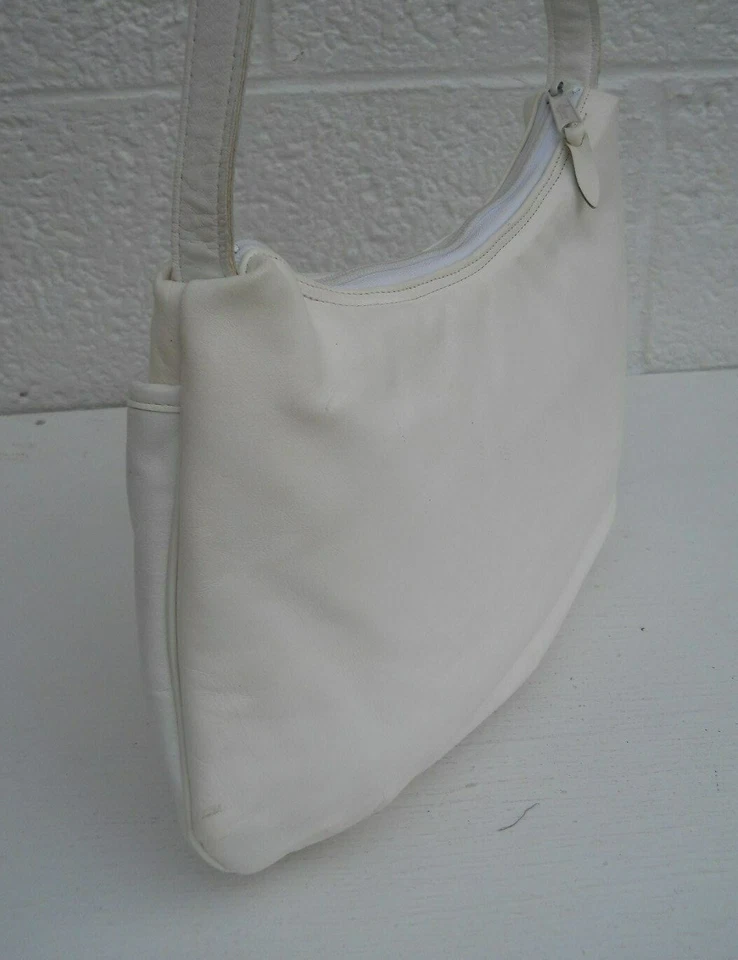 Bolso de Hombro Etienne Aigner Doble Color Blanco y Crema Cuero Suave 2 Compartimentos Foto 2 de 4