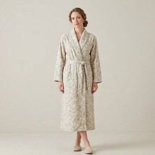 Vermont Country Store Womens M Pink Green Floral Cottagecore Flannel Robe