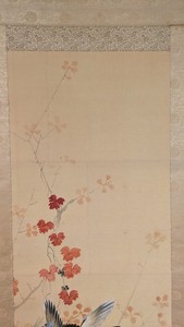 Japanese Hand Painted Two Bird Hanging Scroll