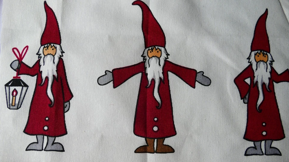 Stoff - 3 Wichtel  Panel Neu ungewaschen -  Weihnachten - Bild 2 von 3