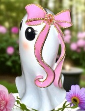 Goblin  Ghoul Pink Bow Halloween Ghost Rhinestone  Gold Trim 10.5  HTF NEW