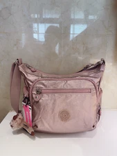 NWT Kipling Women's handbag Crossbody hipster in Metallic  Rose pink