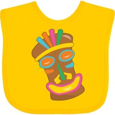 Inktastic Happy Tiki Face Baby Bib Vacation Luau Party Clothing Infant