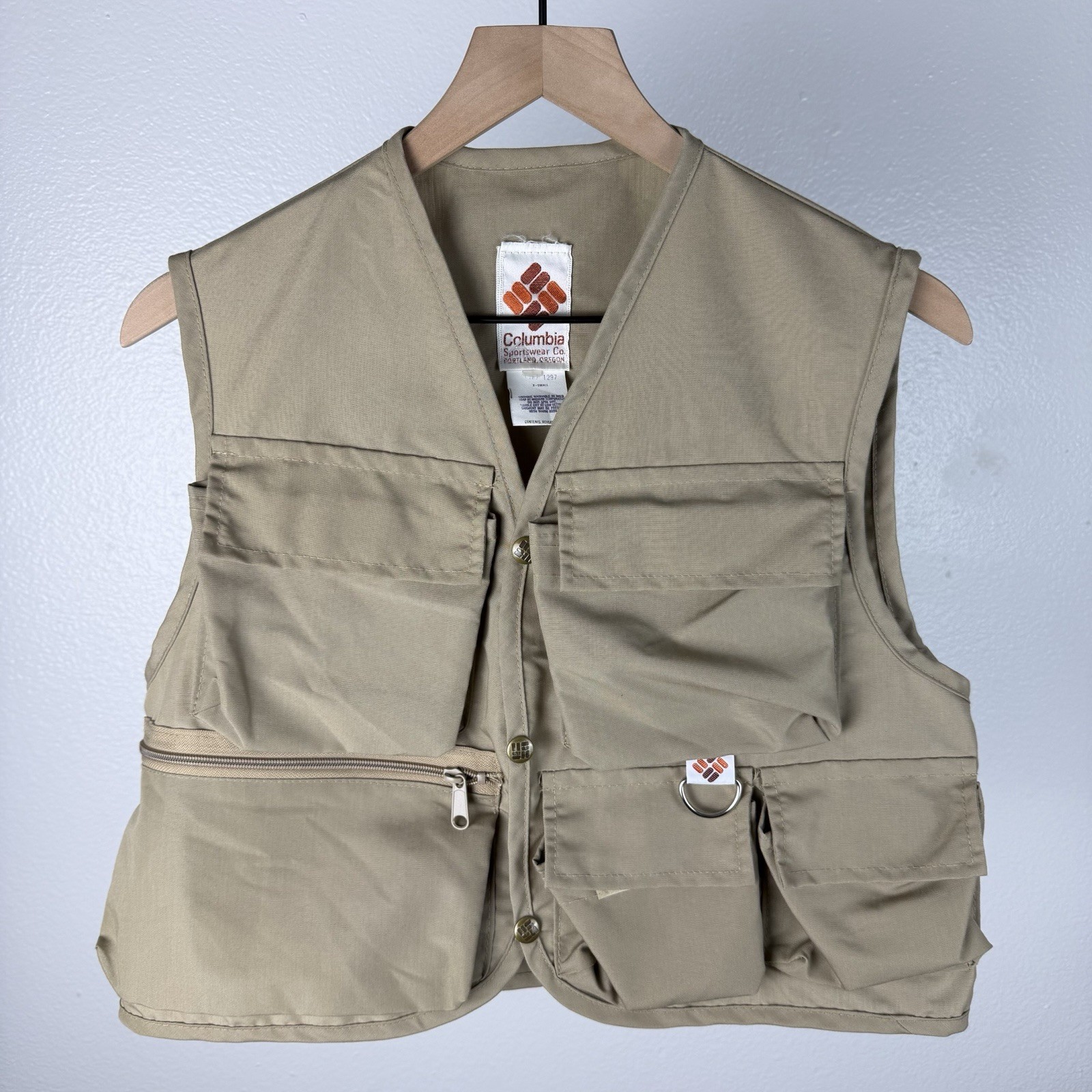 Vintage 80’s Columbia Vest Khaki Fishing Safari Vented Outdoors Women’s Small