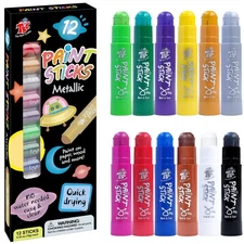 TBC The Best Crafts Paint Sticks12 Colors Metallic Washable Non-toxic Tempera...