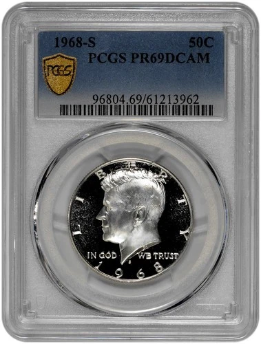 1968 S 50c Proof Kennedy Half Dollar PCGS Graded PR 69 DCAM in New Holder